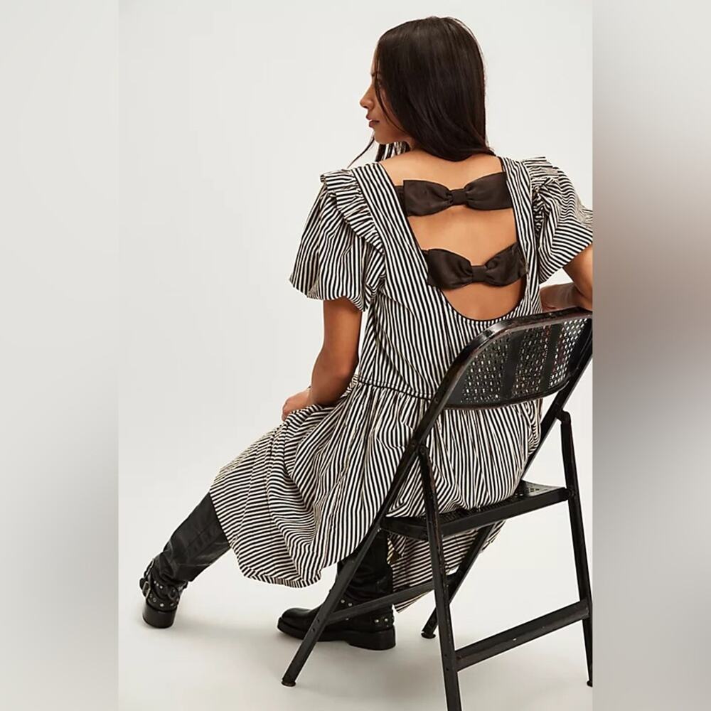 Free People Collier Cord Stripe Midi Dress Women's Large - Picture 2 of 8